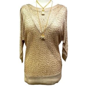 Cache Golden Tan Sequins Blouse